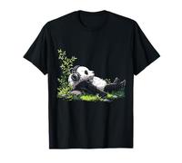 Panda Cuffia Musica Piante Motivo Animale Opera d'arte Panda Maglietta