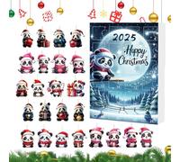 Panda - Decorazione natalizia per albero di Natale, in acrilico 2D, motivo panda | 24 giorni con conto alla rovescia 2025, per finestre, auto, specchio interno, parete