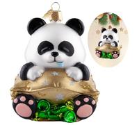 Panda Decorazioni natalizie in vetro soffiato, statuette della collezione Panda Watcher, ornamento da appendere, decorazione natalizia per gli amanti dei panda, alberi, casa, regali di compleanno