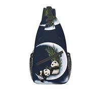 Panda e Moon Killer Whales nuotano lungo la borsa a tracolla Borsa a tracolla da uomo sul petto, leggera, per escursioni e viaggi