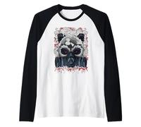 Panda Edgy in Maschera Antigas Urban Street Art Design Maglia con Maniche Raglan