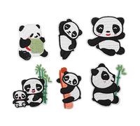 Panda Embroidery Patch Cute Animal Iron On Patches For DIY Craft Clothing Decor 6Pcs Cotton Panda Clothes Patches Various Styles