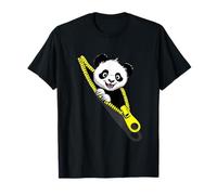 Panda Emerging from A Zipper Funny Costume Boys & Girls Maglietta