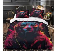 Panda fantastico che indossa copripiumino 3 Pezzi morbida motivo 3D con federa per cuscini incluso federe occhiali da sole Urban Set Di Copripiumino for bambini e adolescenti Single（135x200cm）