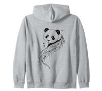Panda Fiori Piume Line Art Minimalista Splash Felpa con Cappuccio