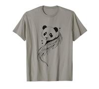 Panda Fiori Piume Line Art Minimalista Splash Maglietta