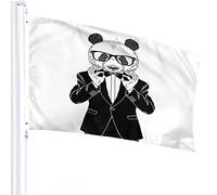 Panda Flag 4x6 FT Cool Animal Bear Pandas in Black White Suit Papillon Occhiali Bandiere per esterni Grandi Welcome Yard Banners Home Garden Yard Prato Decor