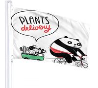 Panda Flag 4x6 FT Cute Cartoon Fat Pandas Ride Bikes with Cactus with Word Plant Delivery Outdoor Flags Large Welcome Yard Banners Home Garden Yard Prato Decor