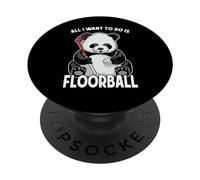 Panda Floorball Tutto quello che voglio fare è un simpatico e divertente giocatore di orsi PopSockets PopGrip Adesivo