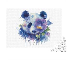 Panda Flower Watercolor Print Jigsaw Puzzle Impossible 1000Pcs Decorazione Per La Casa. Giochi Rilassamento E Intelligence Per Adulti E Ragazzi Da 14 Anni 70x50cm/1000pcs