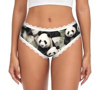 Panda gigante che guarda il divertimento Slip in pizzo stampato per donna -