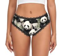 Panda gigante che guarda il divertimento Slip in pizzo stampato per donna -