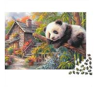 Panda Gigante Puzzle 1000 Pezzi Adulti Cucciolo Panda Albero Bambù Cottage Premium Alta Qualità Spesse Resistenti Vivaci Stimolanti Difficile Antistress Regalo Famiglia 52x38cm/1000pz