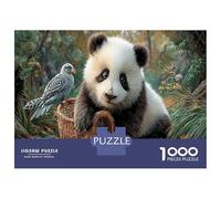 Panda gigante Puzzle Fai Da Te 1000 Pezzi Cartone Spesso Cesto di vimini nella foresta Legame Familiare Famiglia, Divertimento Giorni Pioggia, 52x38cm/1000pcs