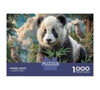 Panda gigante Puzzle Fai Da Te 1000 Pezzi Cartone Spesso Lago nella foresta di bambù Legame Familiare Coppie, Divertimento Giorni Pioggia, 52x38cm/1000pcs
