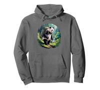 Panda Hiking Waterfall Forest Scenic Trekking Felpa con Cappuccio