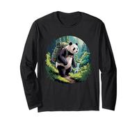 Panda Hiking Waterfall Forest Scenic Trekking Maglia a Manica