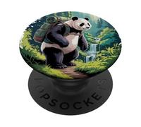 Panda Hiking Waterfall Forest Scenic Trekking PopSockets PopGrip Adesivo