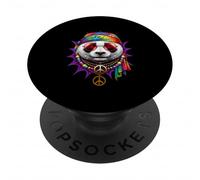 Panda Hippie Tie Dye Anni 60 70 Pace Festival Retrò PopSockets PopGrip Adesivo