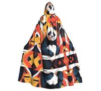 Panda illustrazioneHalloween stampato con cappuccio mantello adulto partito accappatoio mascherata e gioco di ruolo. Mantello mago di carnevale