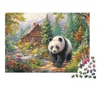 Panda in Forest Puzzle da Viaggio da 1000 Pezzi per Adulti Panda che Cammina nella Foresta Premium Spesso Robusto Alta Qualità Sfidante Antistress 52x38cm/1000pcs