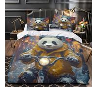 Panda in kimono Set Di Copripiumino Biancheria da letto 3 Pezzi morbida microfibra stampa di 3D con federa cerniera nascosta giapponese copripiumino for ragazzi e adulti Super king（260x220cm）