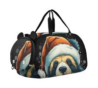 Panda In Stile Natalizio Borsa Sportiva da Nuoto e Palestra con Scomparto per Scarpe Borsa da Viaggio per Il Fine Settimana Borsone per Ragazzi