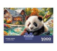 Panda in Stream Puzzles 1000 Pezzi Perfetto Per Appassionati Di Esperti Sfida Impossibile Intrattenimento Creativo Cute Regalo Per La Famiglia Per Adulti E Bambini A Partire Da 12 Anni 38x26cm/1000pcs