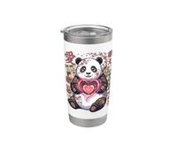 Panda Kawaii con cuore dolce Panda Bear con simbolo del cuore Bicchiere termico in acciaio inox doppia parete