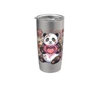 Panda Kawaii con cuore dolce Panda Bear con simbolo del cuore Bicchiere termico in acciaio inox doppia parete
