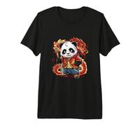 Panda Kawaii con Un Bel Vestito e Un Drago dall'aspetto Maglietta Premium