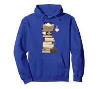 Panda Kawaii, Libri e tè Regalo per Camicia Felpa con Cappuccio, Unisex per Adulti, Blu Reale, S