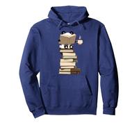 Panda Kawaii, Libri e tè Regalo per Camicia Felpa con Cappuccio, Unisex per Adulti, Navy, S