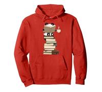 Panda Kawaii, Libri e tè Regalo per Camicia Felpa con Cappuccio, Unisex per Adulti, Rosso, S