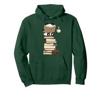 Panda Kawaii, Libri e tè Regalo per Camicia Felpa con Cappuccio, Unisex per Adulti, Verde Foresta, S
