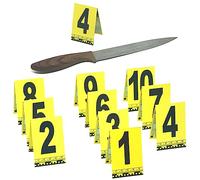 Panda Loco Confezione da 10 segnapunti CSI con numeri della scena del crimine, divertenti oggetti di scena per omicidi, giochi di mistero, Halloween, scherzi e decorazioni per feste di polizia