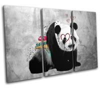Panda Love Animal Concrete Graffiti TREBLE TELA parete arte foto stampa