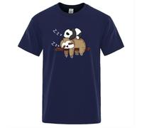 Panda Lying On A Sloth Cute Printed Male Tee Shirt Oversized Crewneck Top Regular Sleeve Tee Shirts Men Fashion