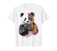 Panda Macchina Fotografica Astratto Colorato Animale Ritratto Panda Maglietta
