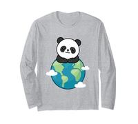 Panda Madre Terra Giornata Divertente per Pianeta Ambiente Amante Maglia a Manica