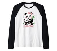Panda Mamma E Cucciolo Migliore Mama Mai Carino Scena Maglia con Maniche Raglan