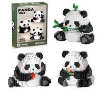 Panda Mini Building Blocks Set,Set di Mattoncini da Costruzione 3 In 1,Panda Cute Animals Building Set,Panda Mini Mattoncini da Costruzione,Panda Micro Building Blocks Vestito per bambini 3 + anni