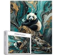 Panda on The Rock Puzzle da 1000 pezzi per adulti Puzzle astratto 3D stile artistico colorato puzzle fai da te per la decorazione della casa regali puzzle famiglia perfetto per serate di gioco 50 × 70