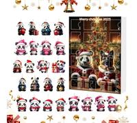 Panda Ornamenti per Albero di Natale - Pendaglio Panda 2D in Acrilico per Specchietto Retrovisore Auto,Conteggio Alla Rovescia 24 Giorni 2025 Per Auto Specchietto Porta Parete Festa Albero Di