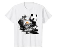 Panda Paesaggio Sole Animale Stampa Art Panda Maglietta, Bambini, Bianco, 10 Anni