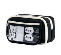 Panda Pencil Case, Pencil Storage Box, Stylish Pencil Holder, School Supplies Organizer, Kids Stationery Case, Portable Zipper Pencil Organizer Box with Compartments for Pencils, Pens, Erasers, Nero