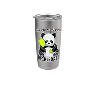 Panda Pickleball Tutto quello che voglio fare è un simpatico e divertente giocatore di orsi Bicchiere termico in acciaio inox doppia parete