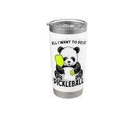 Panda Pickleball Tutto quello che voglio fare è un simpatico e divertente giocatore di orsi Bicchiere termico in acciaio inox doppia parete