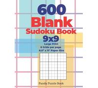 Panda Puzzle Bo 600 Blank Sudoku Book 9x9 - Large Print - 6 Grids pe (Tascabile)