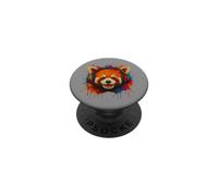Panda rosso, amante della musica con le cuffie PopSockets PopGrip Adesivo